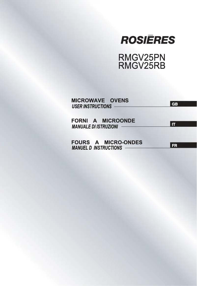 Página 1 del manual Manual de usuario Rosieres RMGV 25PN