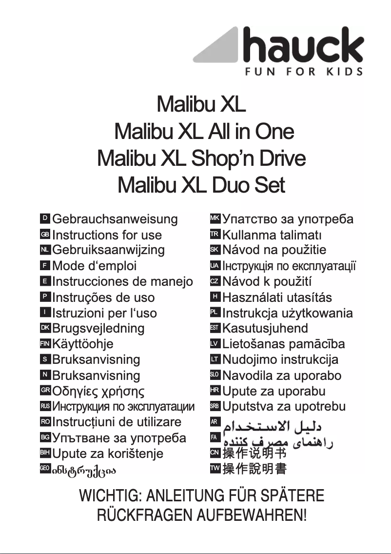 Page n°1 - Manuel utilisateur Hauck Malibu XL