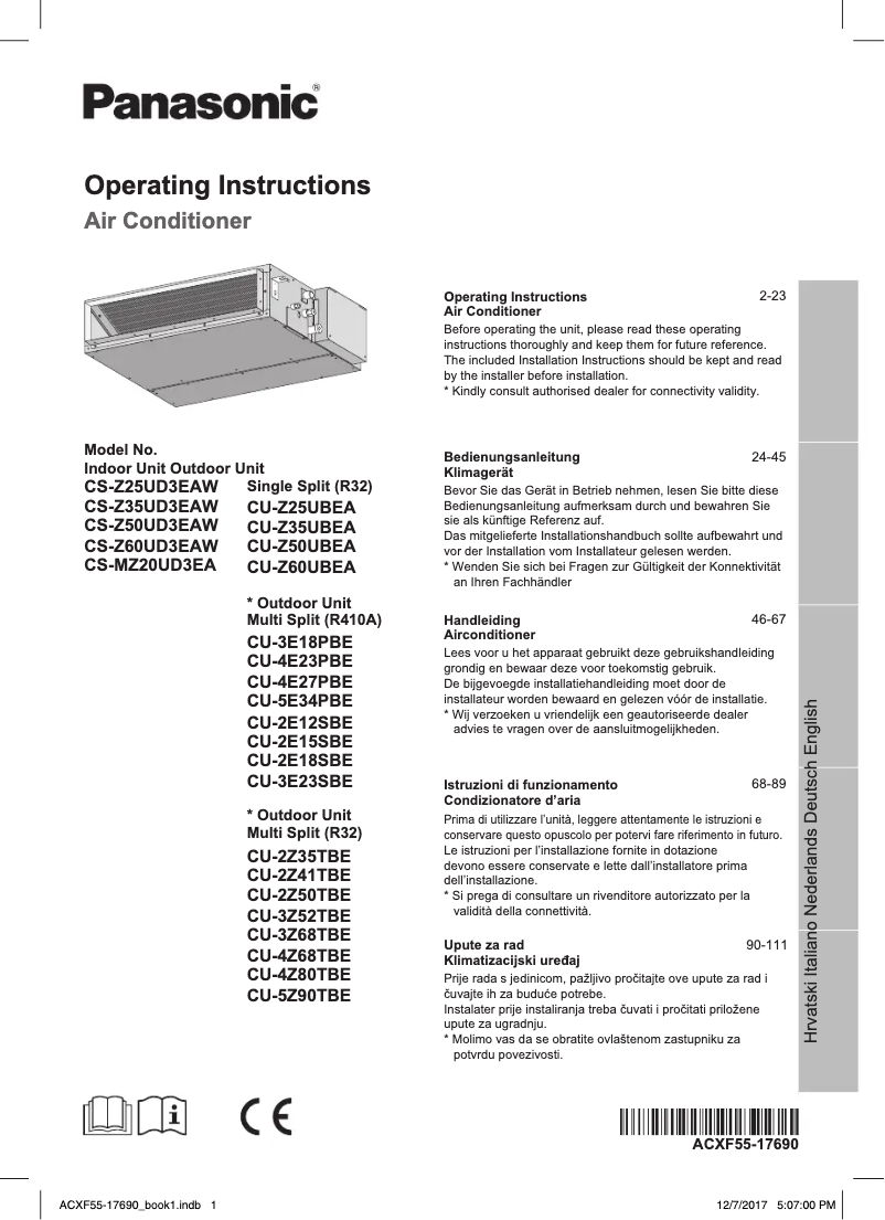 Page n°1 - Manuel utilisateur Panasonic CS-Z25UD3EAW