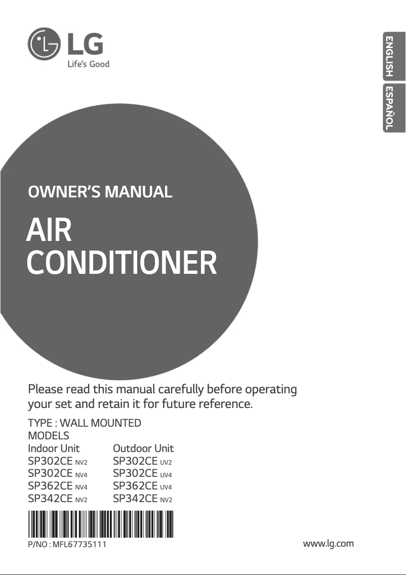 Image de la première page du manuel de l'appareil SP302CE