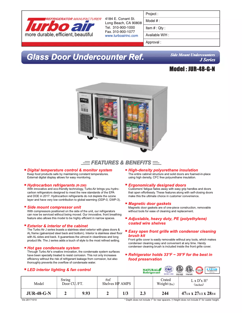 Imagen de la primera página del manual del dispositivo JUR-48-G