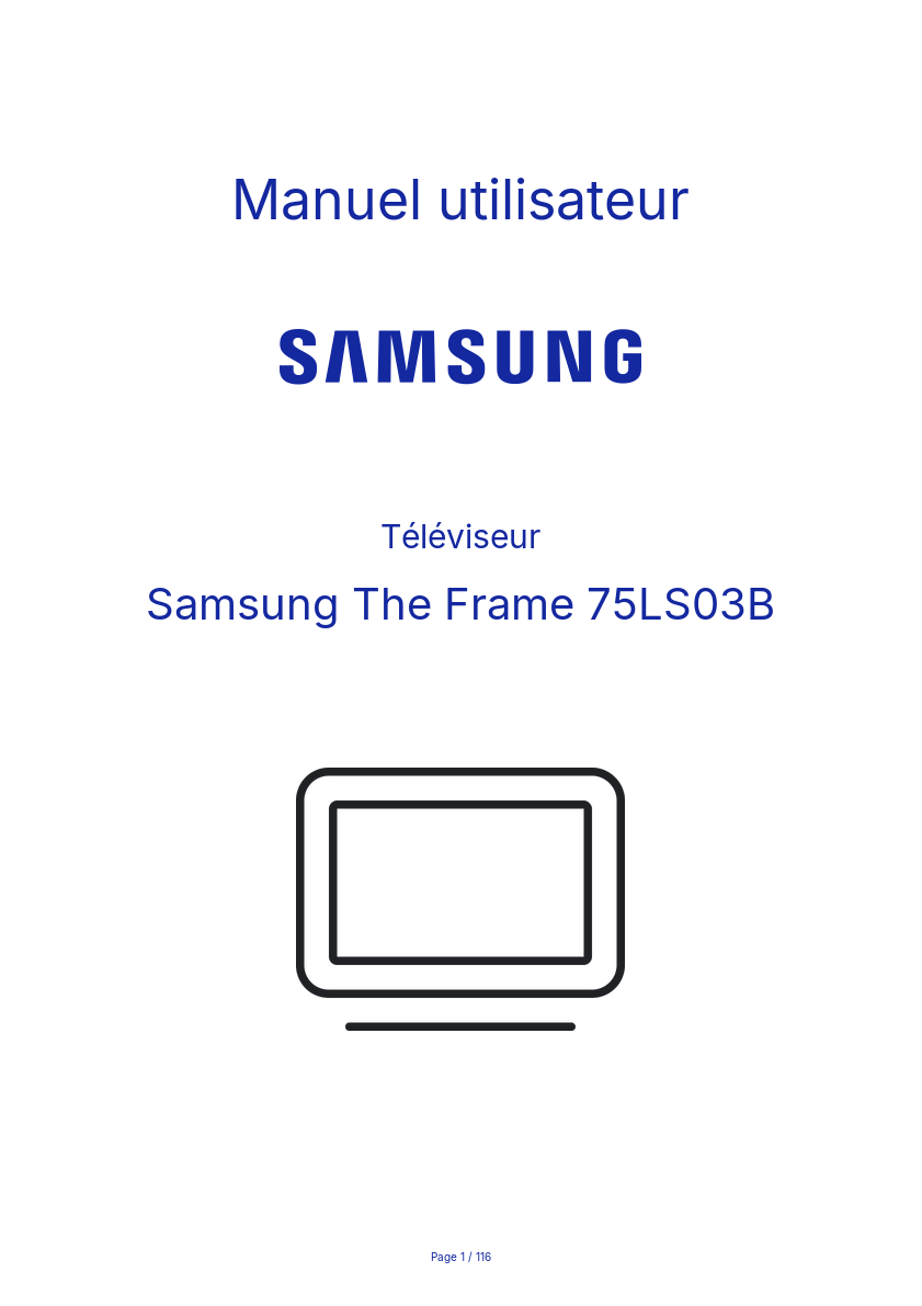 Page n°1 - Manuel utilisateur Samsung The Frame 75LS03B