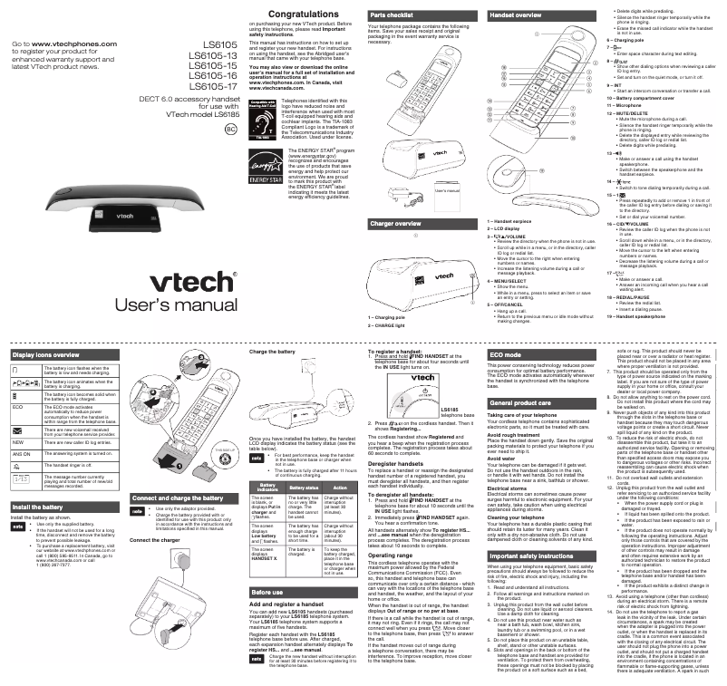 Página 1 del manual Manual de usuario Vtech LS6105