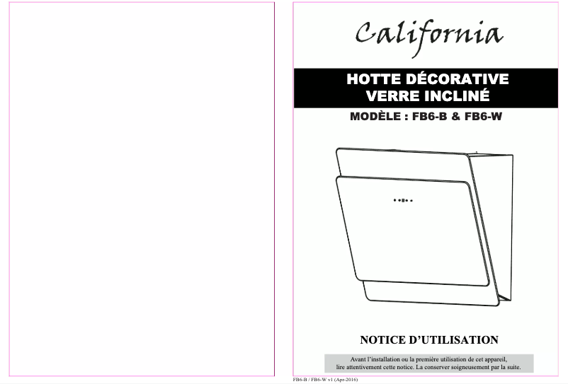 Page n°1 - Manuel utilisateur California FB6-W
