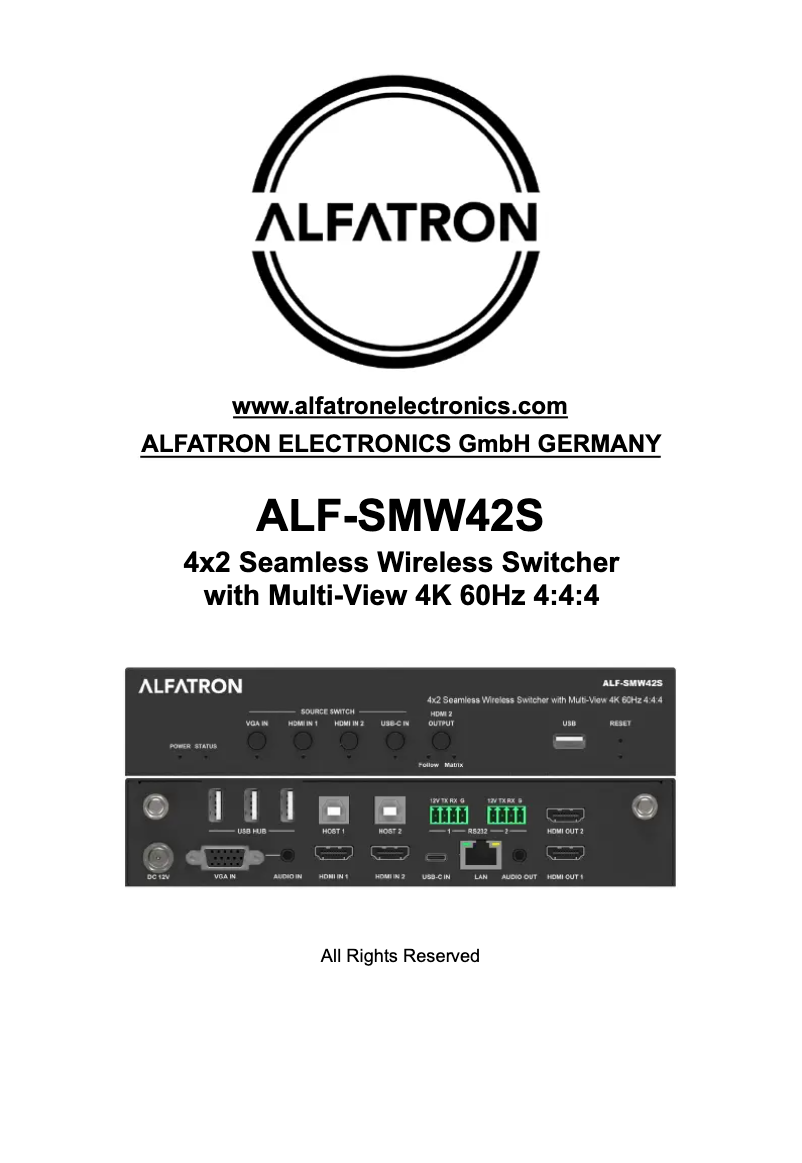 Page n°1 - Manuel utilisateur Alfatron ALF-SMW42S