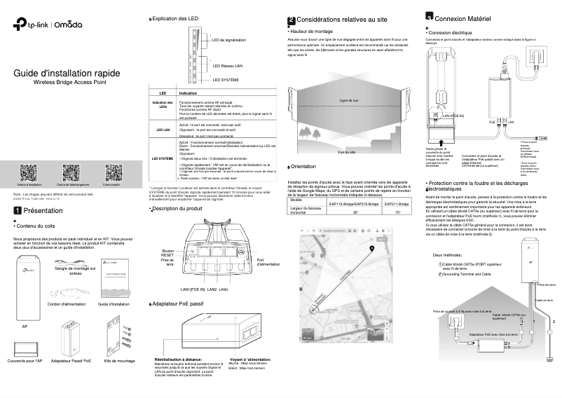 Page n°1 - Guide d'installation TP-Link Omada EAP115-Bridge KIT