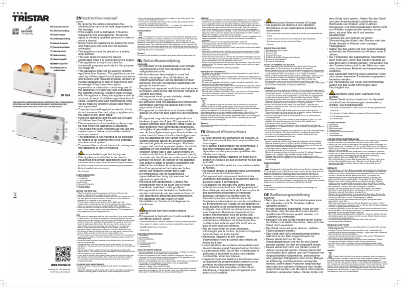 Page n°1 - Manuel utilisateur TriStar BR-1024