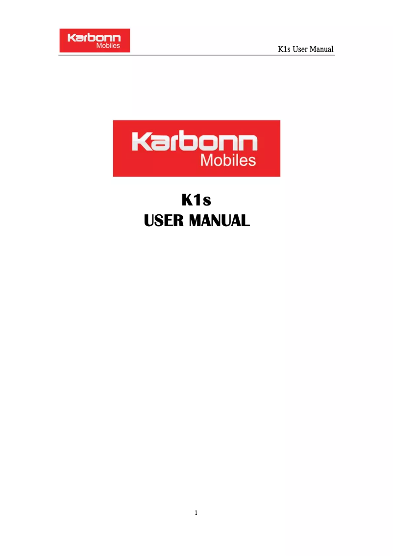 Page 1 de la notice Manuel utilisateur Karbonn K1s