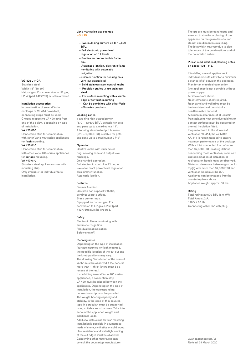 Image de la première page du manuel de l'appareil VG425211CA