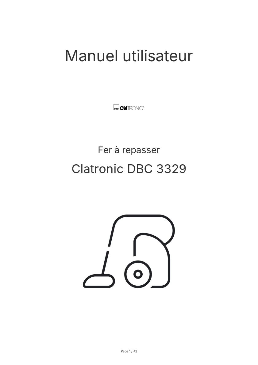 Image de la première page du manuel de l'appareil DBC 3329
