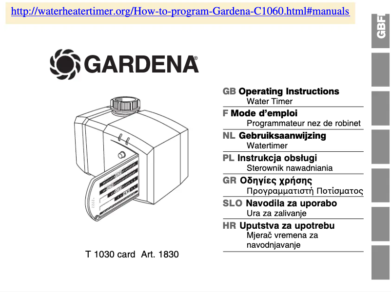 Page n°1 - Manuel utilisateur Gardena T 1030 card
