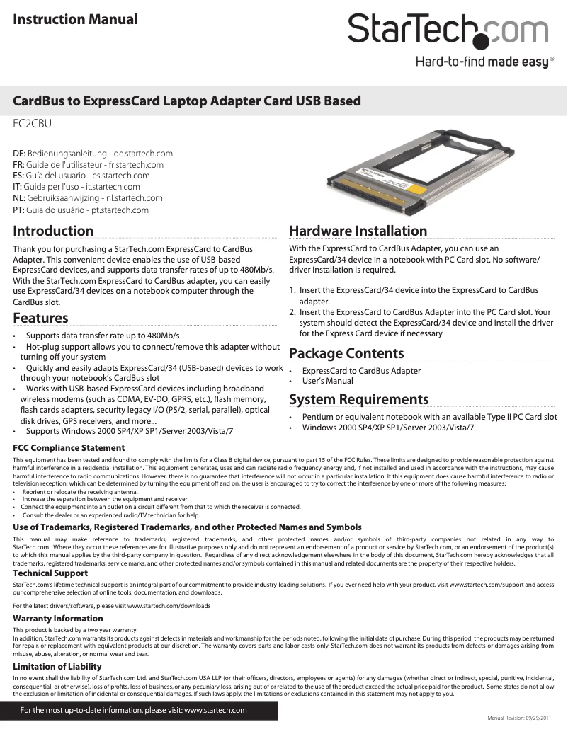 Image de la première page du manuel de l'appareil EC2CBU