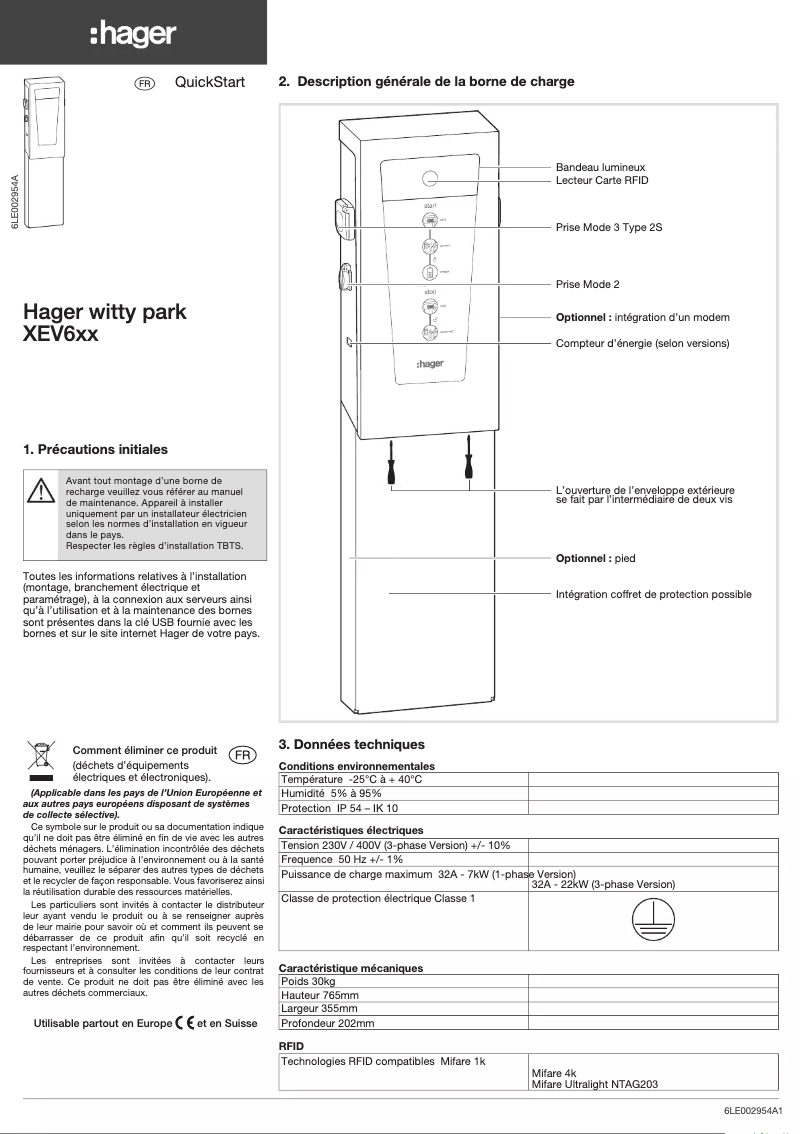 Page 1 de la notice Manuel utilisateur Hager XEV601