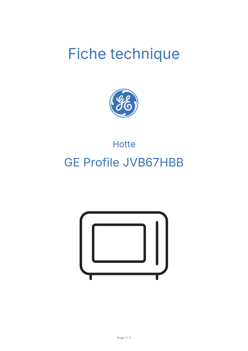 Image de la première page du manuel de l'appareil Profile JVB67HBB
