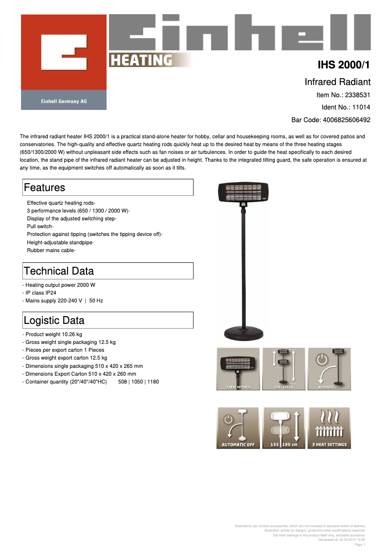 Image de la première page du manuel de l'appareil IHS 2000/1