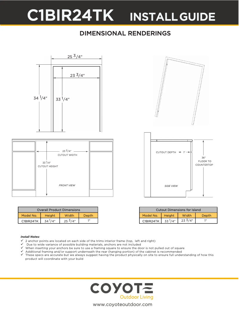 Page 1 de la notice Manuel utilisateur Coyote C1BIR24TK