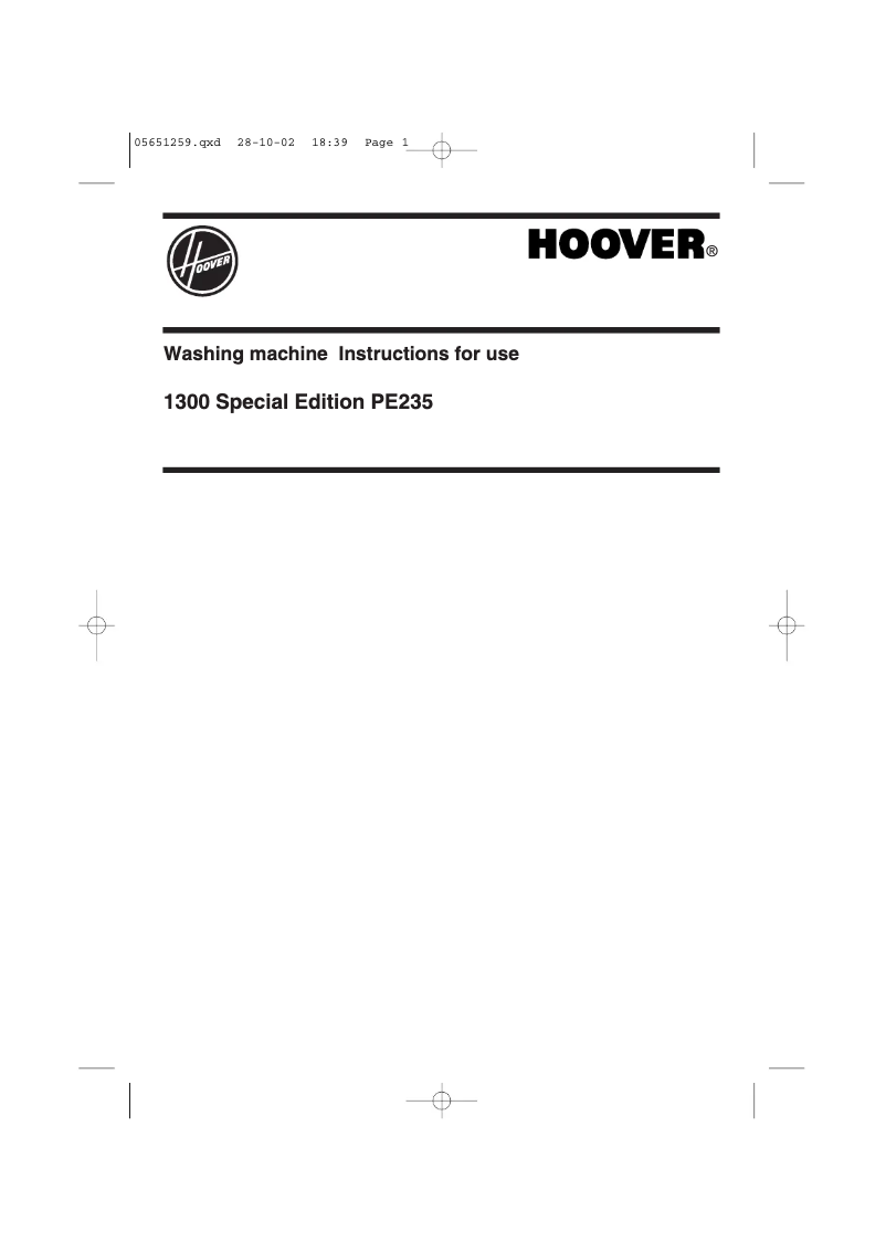 Page 1 de la notice Manuel utilisateur Hoover PE 235