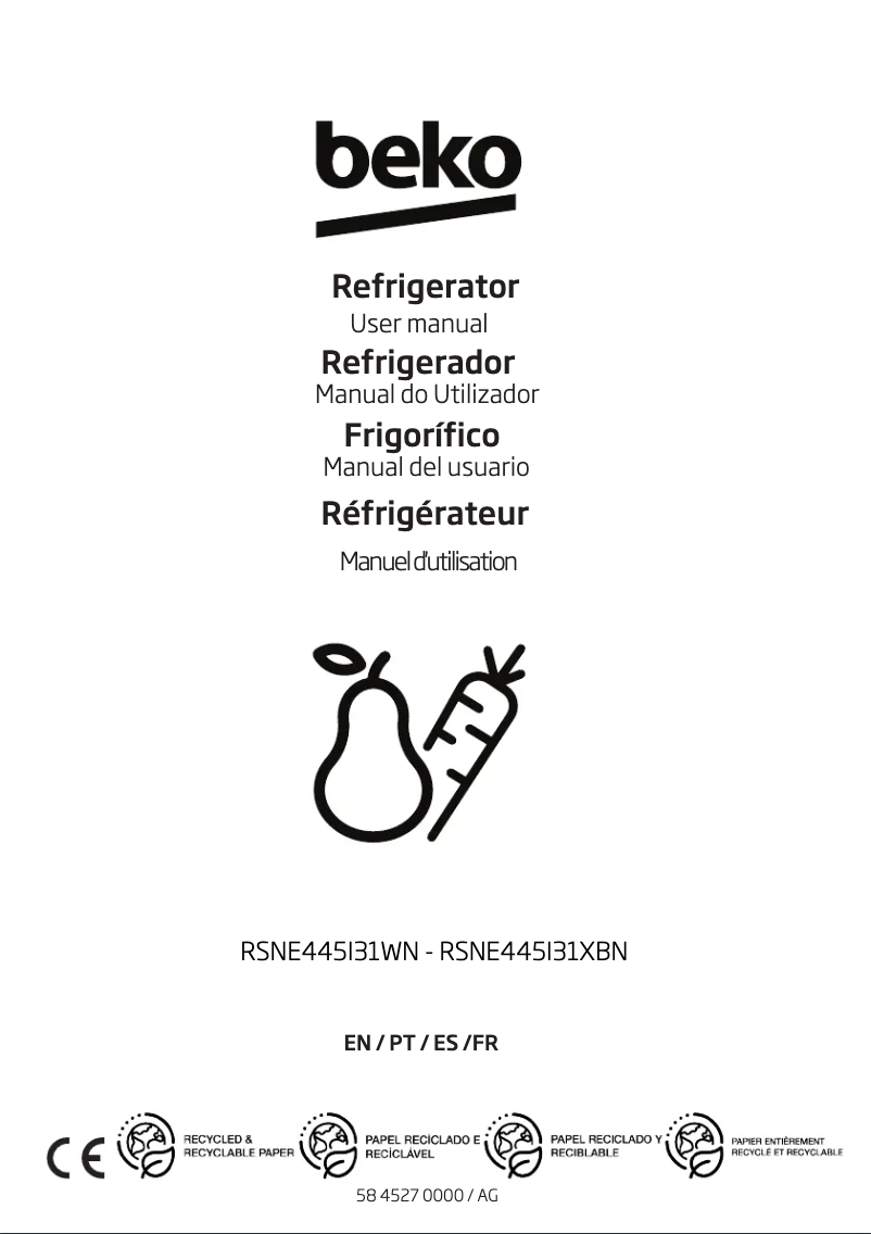 Page n°1 - Manuel utilisateur Beko RSNE445I31XBN