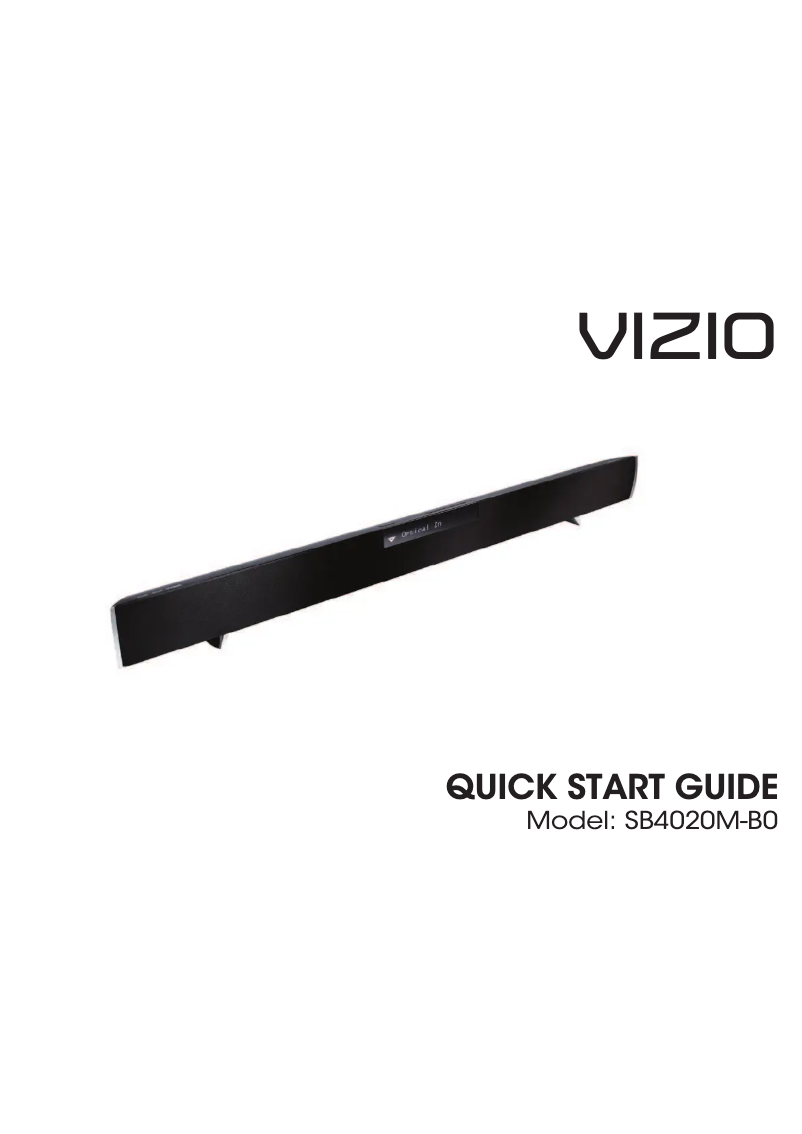 Page 1 of the manual Quick Start Guide VIZIO SB4020M-B0