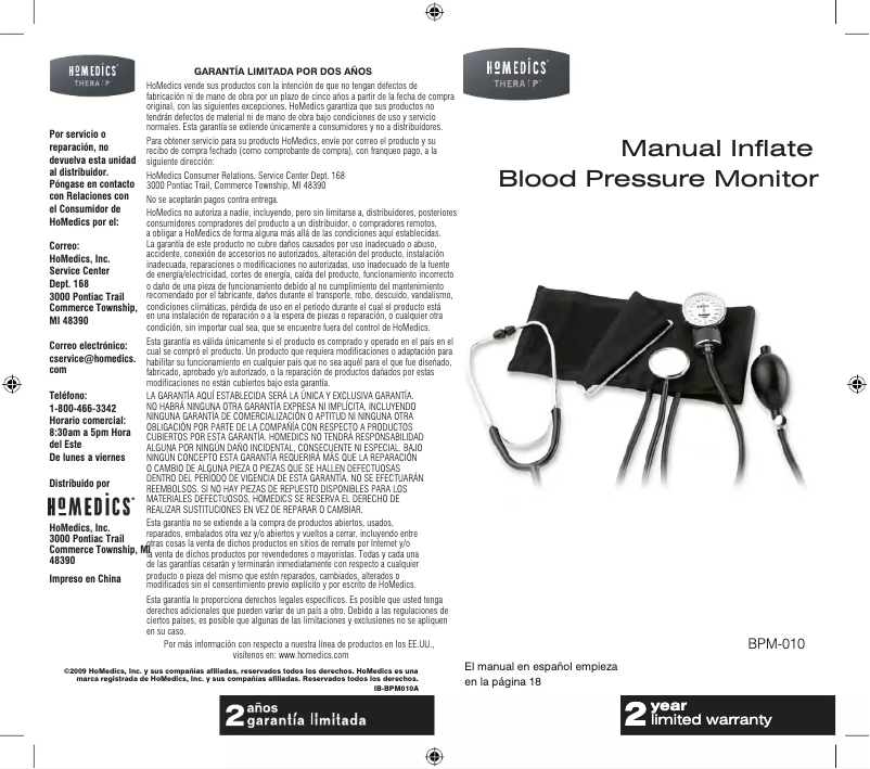 Image de la première page du manuel de l'appareil BPM-010