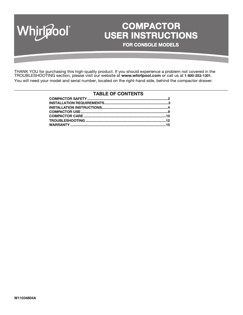 Page n°1 - Manuel d'utilisation et d'entretien Whirlpool GC900QPPQ