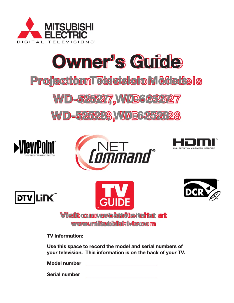 Page 1 de la notice Manuel utilisateur Mitsubishi WD-52527