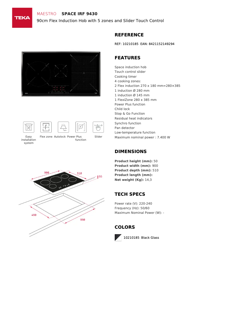 Página 1 del manual Ficha técnica Teka IRF 9430