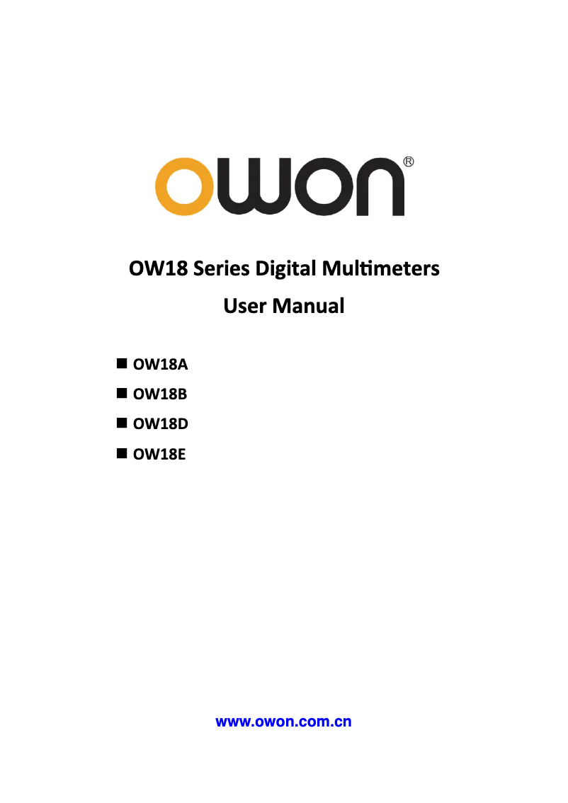 Page n°1 - Manuel utilisateur Owon OW18D