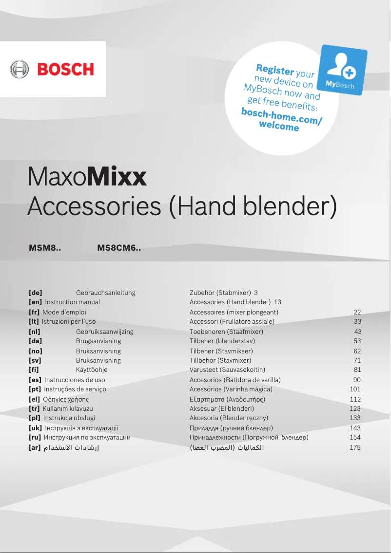 Page 1 de la notice Manuel utilisateur Bosch MaxoMixx MS8CM61X1