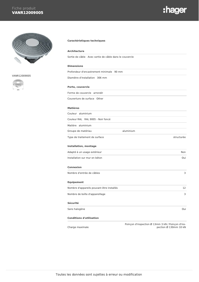 Image de la première page du manuel de l'appareil VANR12009005