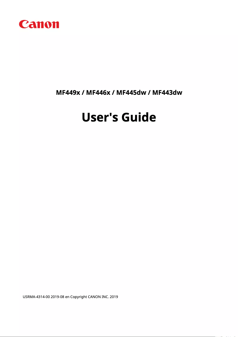 Page n°1 - Manuel utilisateur Canon i-Sensys MF445DW