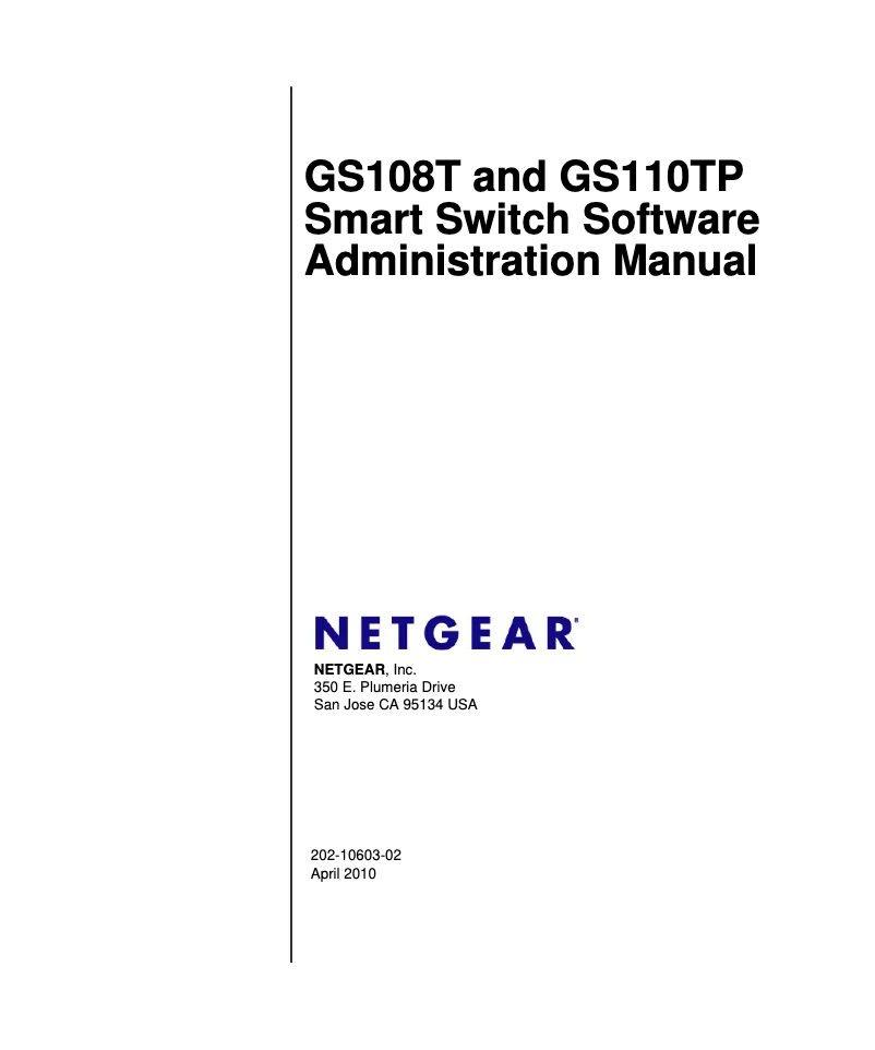 Page n°1 - Manuel utilisateur Netgear GS110TPv2