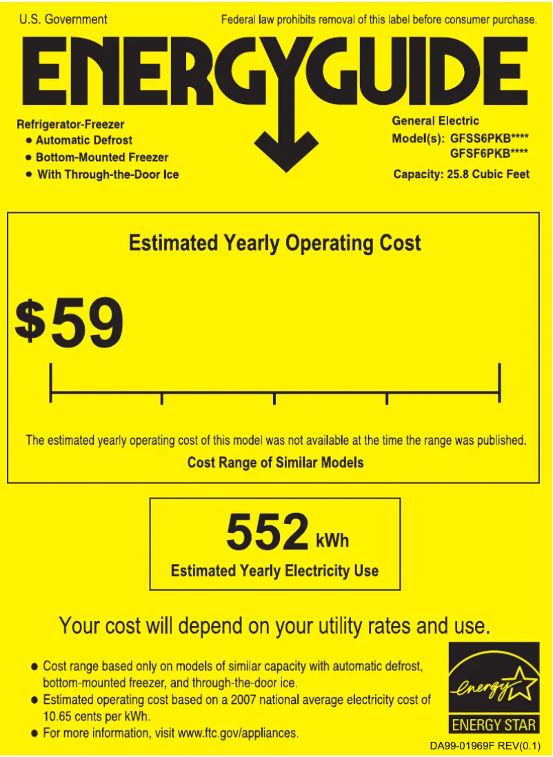 Página 1 del manual Etiqueta energética GE GFSS6PKBSS