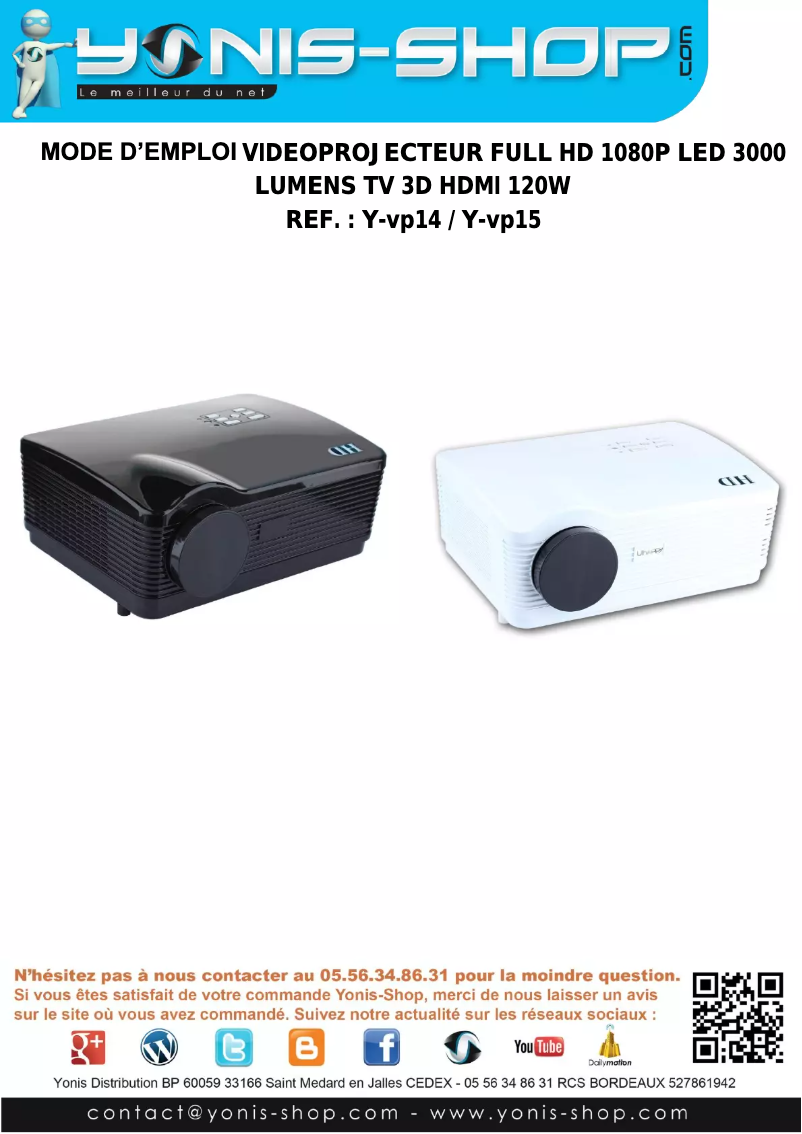 Page 1 de la notice Manuel utilisateur Yonis Y-VP14