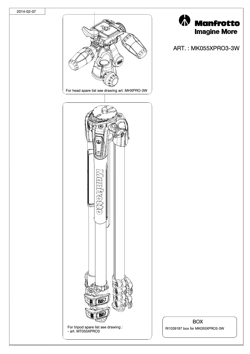 Page 1 de la notice Manuel utilisateur Manfrotto MK055XPRO3-3W