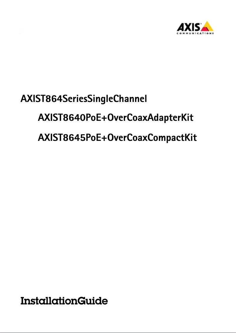 Page 1 de la notice Manuel utilisateur Axis T864