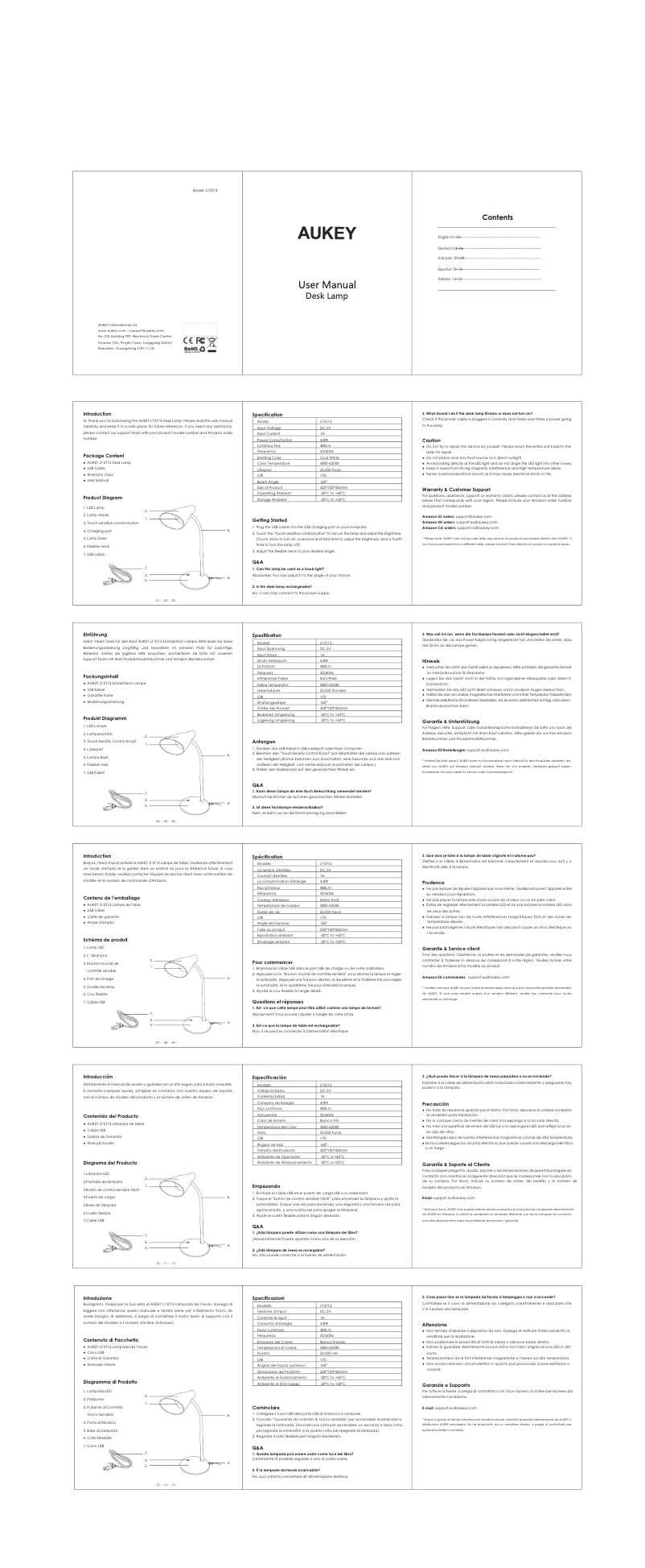 Page 1 de la notice Manuel utilisateur Aukey CB-C13