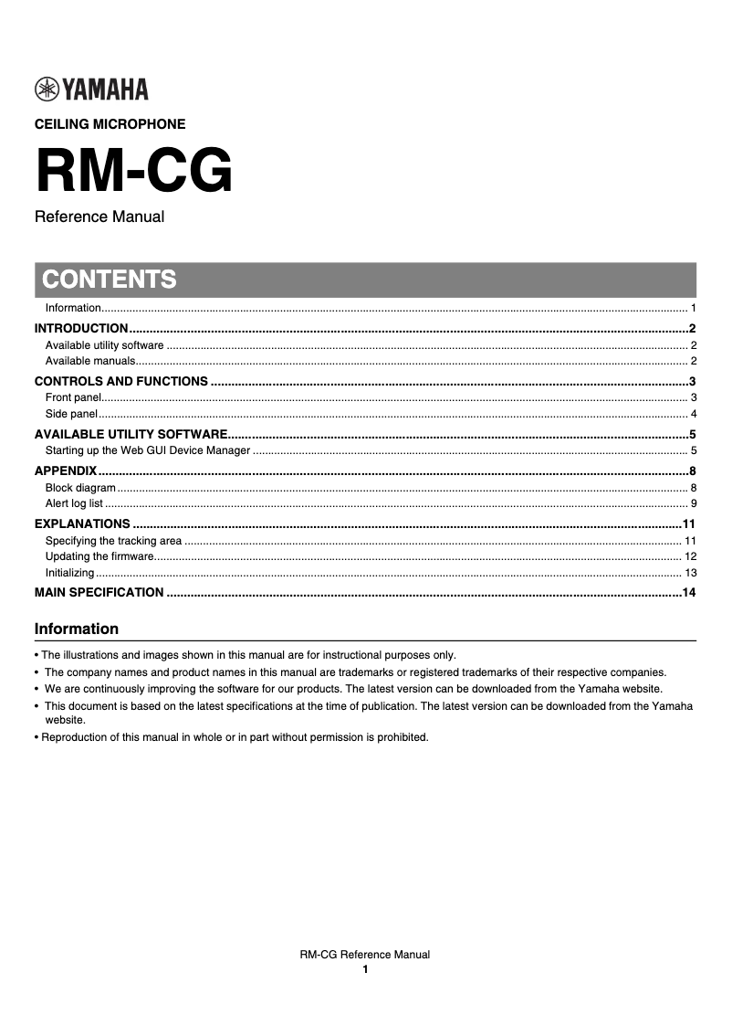 Page n°1 - Manuel utilisateur Yamaha RM-CG