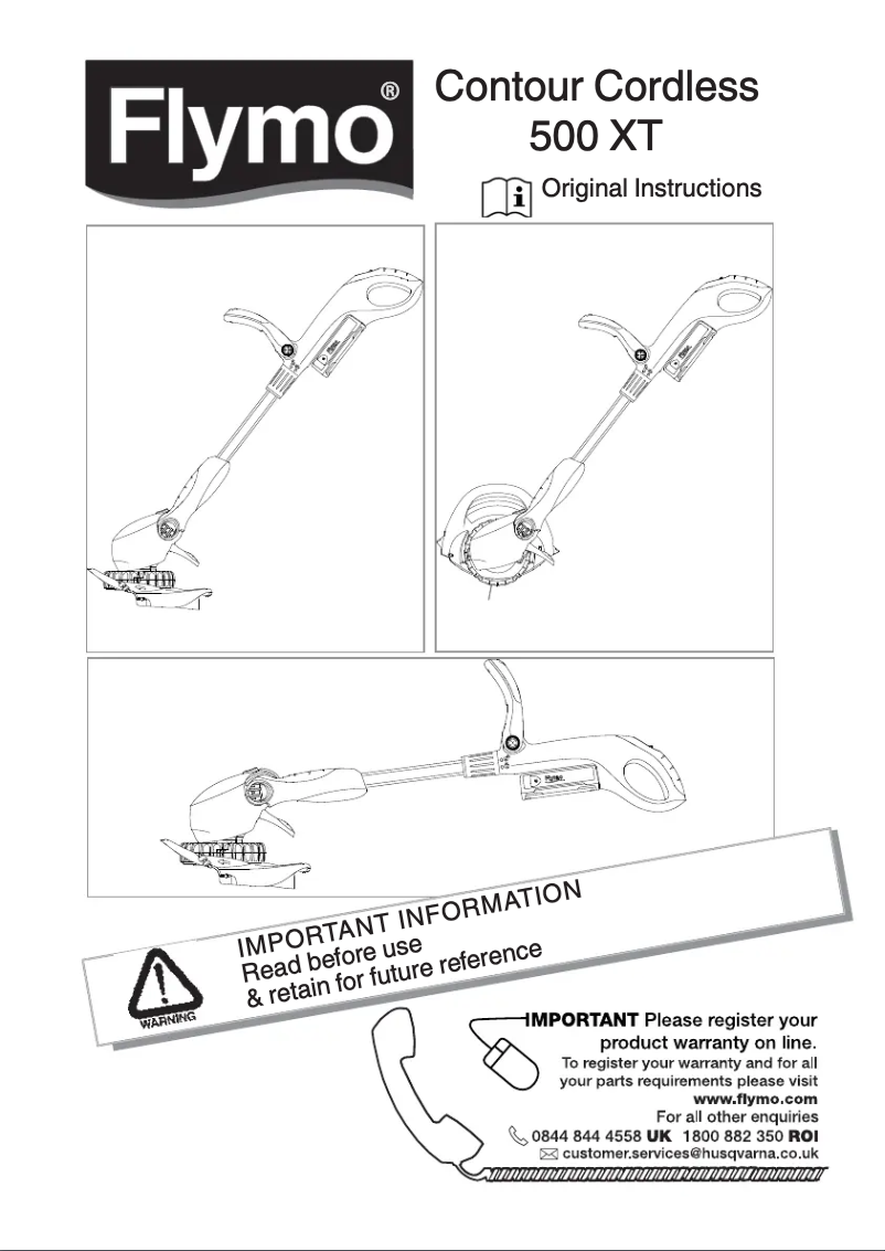 Page 1 de la notice Manuel utilisateur Flymo Contour Cordless 500XT