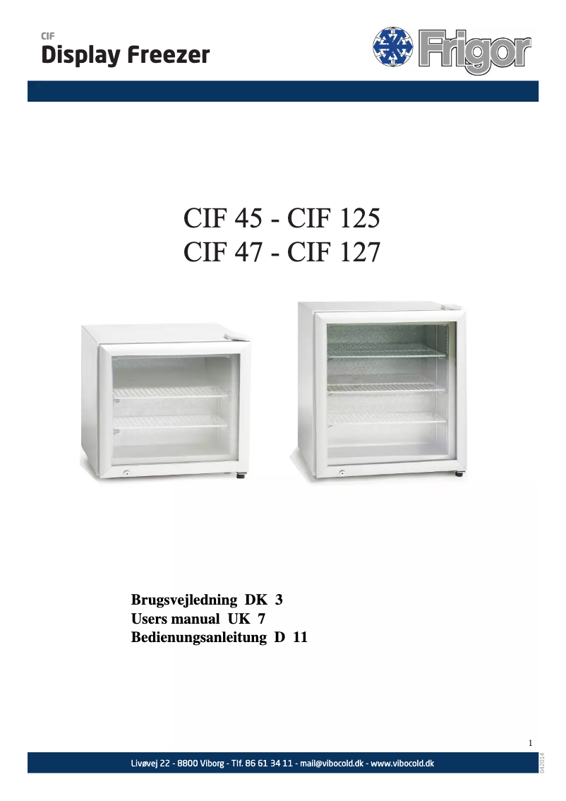 Page 1 de la notice Manuel utilisateur Frigor CIF 47