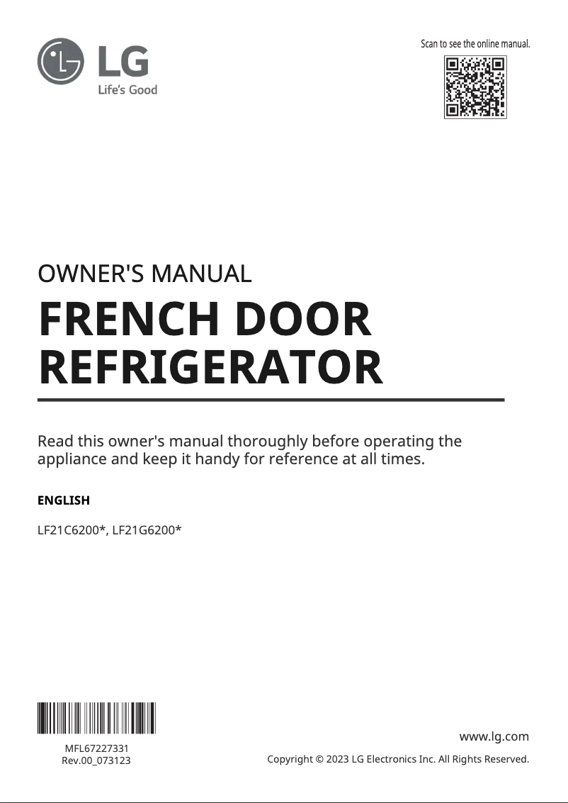 Image de la première page du manuel de l'appareil LF20C6330S