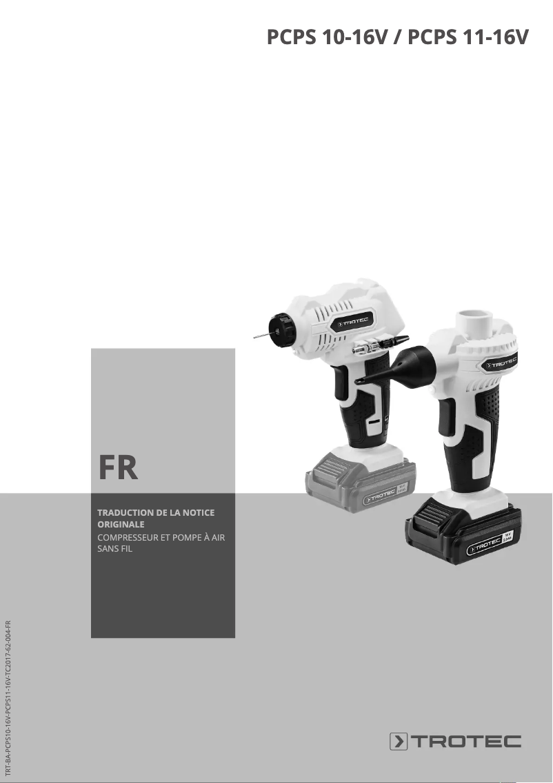 Page 1 de la notice Manuel utilisateur Trotec PCPS 10-16V