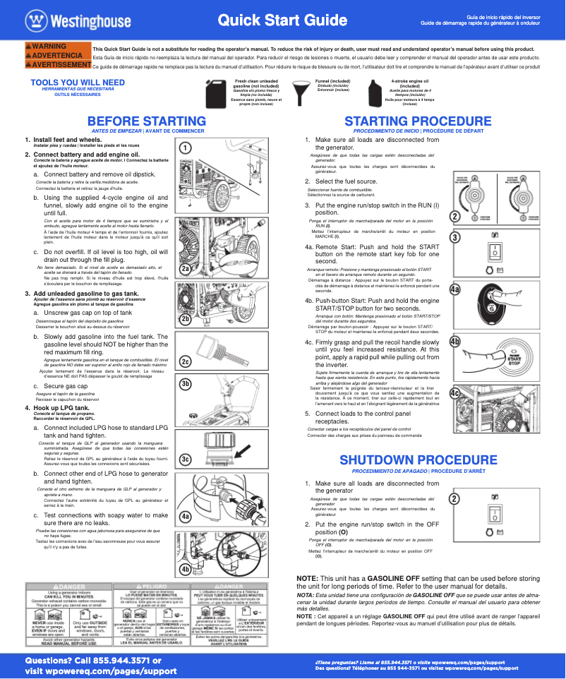 Image de la première page du manuel de l'appareil WGen9500DFc