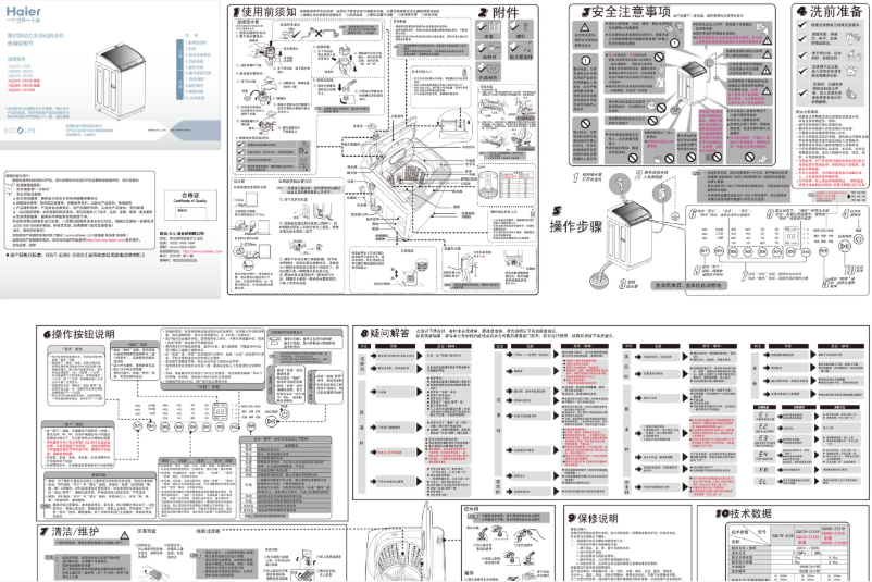 Page 1 de la notice Manuel utilisateur Haier XQS60-Z1218S