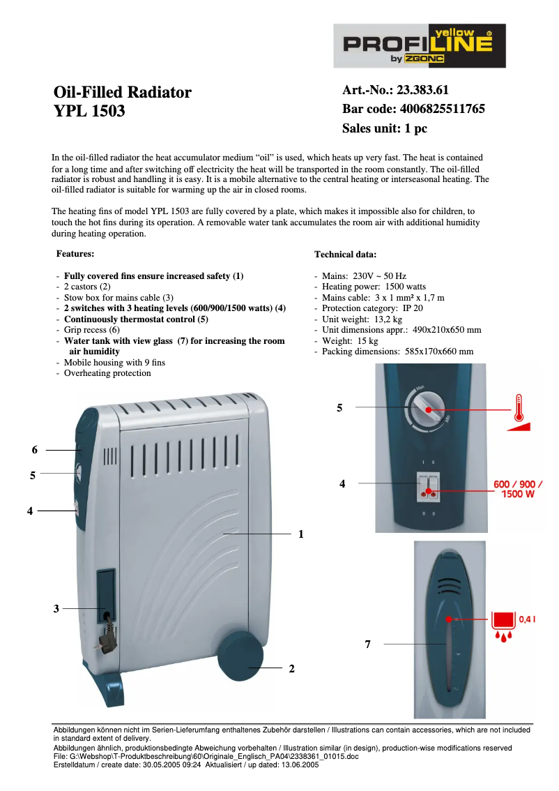Page n°1 - Manuel utilisateur Einhell YPL 1503
