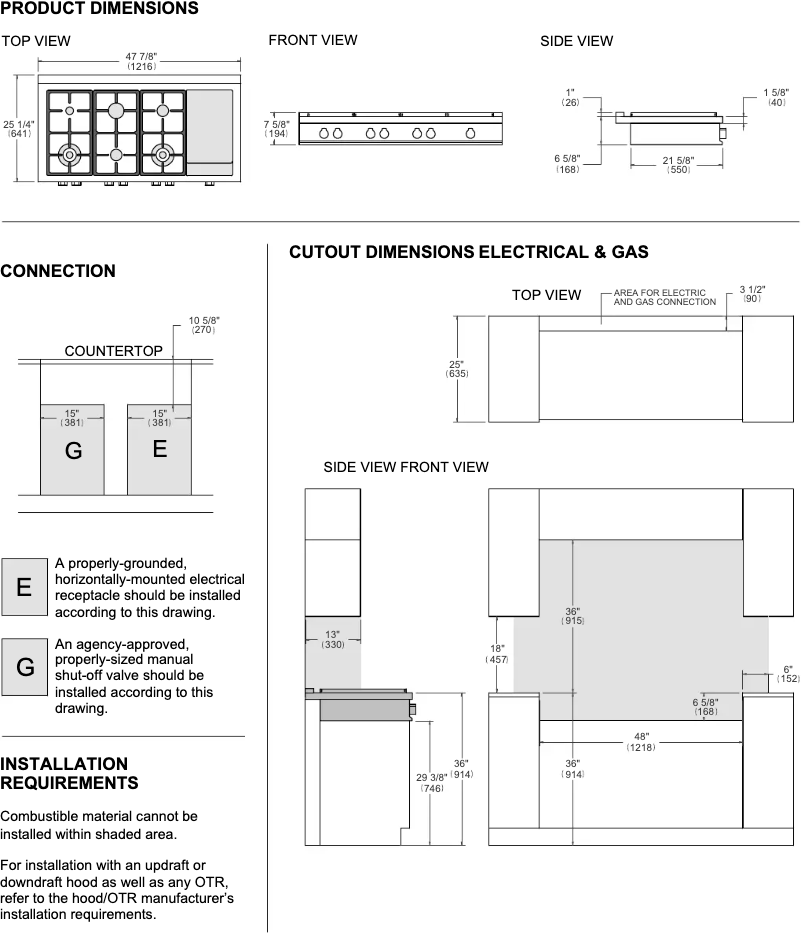 Page 1 de la notice Instructions / montage Bertazzoni PROF486GRTBXT