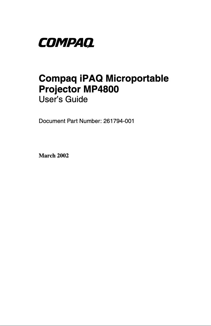 Page 1 de la notice Manuel utilisateur Compaq iPAQ MP4800