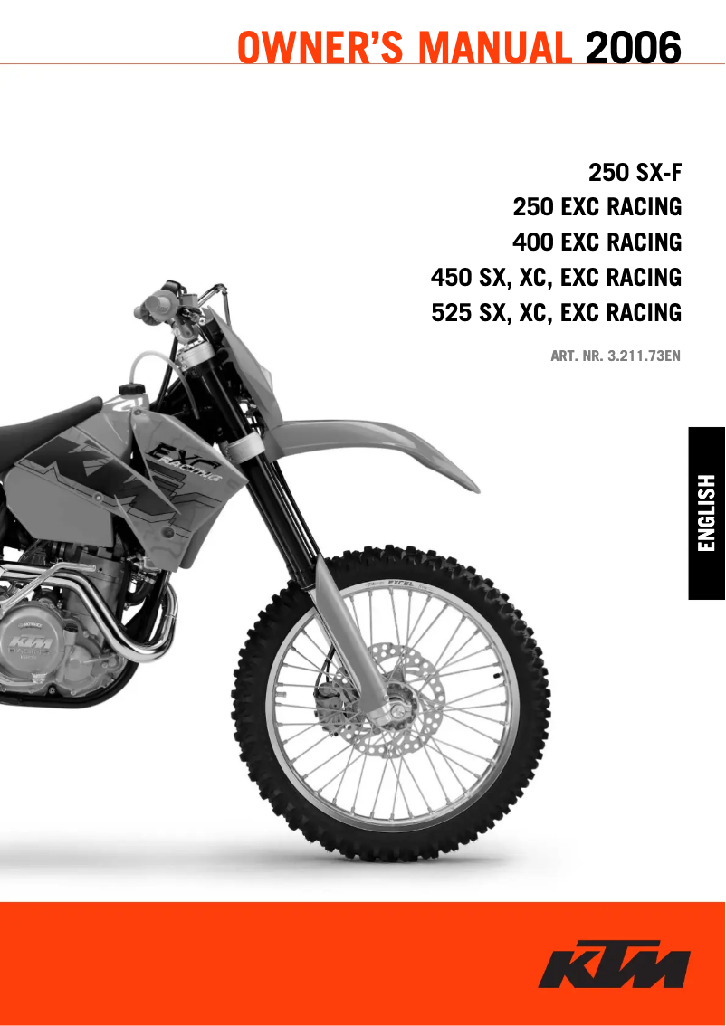 Page 1 de la notice Manuel utilisateur KTM 450 XC (2006)