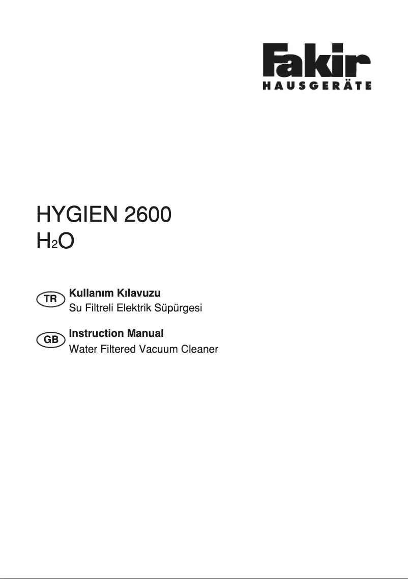 Image de la première page du manuel de l'appareil Hygien 2600 H2O