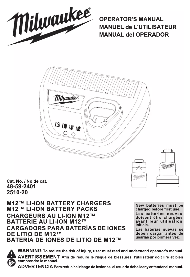 Page 1 de la notice Manuel utilisateur Milwaukee 2510-20
